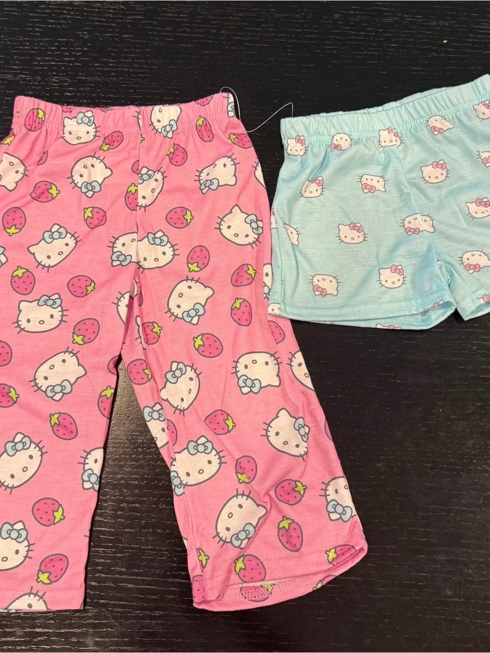 Hello Kitty Pink & Light Blue 3-Piece Pajama Set - Top, Pants & Shorts